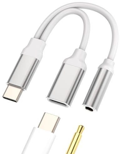 iPhone 15 Pro Max Plus Splitter DAC Aux Cord Dongle(2in1) USB C to 3.5mm Headphone Charging Adapter Compatible for Samsung Galaxy Apple iPad 10、Mini6、Air4/5、Type C Jack Charger Audio 3.5+tp