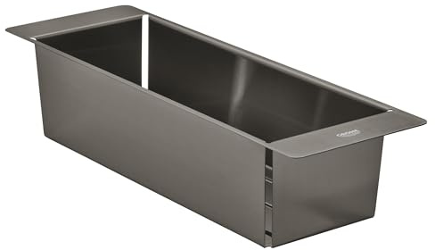 GROHE Multifunctional Colander 450 - Sieb (Material: Edelstahl, spülmaschinenfest, 450 x 150 x 100mm, korrisionsfrei), hard graphite gebürstet, 40852AL0