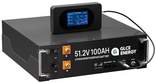 GLCE Energy 51.2V 100Ah LiFePO4 Lithium Batterie, Großer LCD-Bildschirm, Eingebautes 100A Smart BMS, 5120Wh Akku for RV, Solar, Energiespeicher für Zuhause