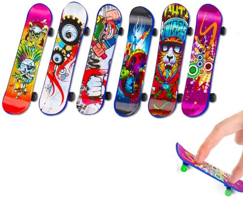 6 Stück Finger Skateboard Professionelles Finger Spielzeug - für Kinder Partytütenfüller, Kindergeburtstag Geschenke (Zufällige Muster)