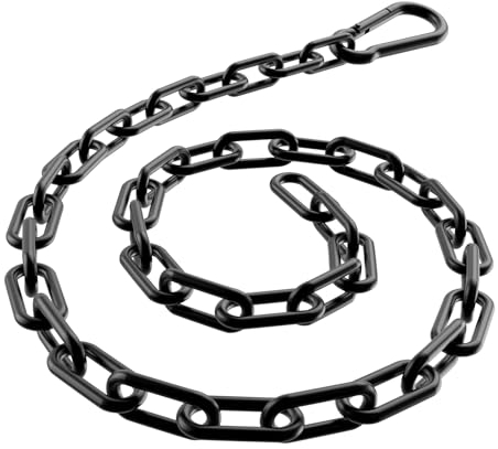 Mixizigoz Fitness Chain, Weight Lifting Chain, 304 Stainless Steel Exercise Cable Machine Extension, LAT Pulldown Bar Extension Attacment for Home Gym (Black-4mm 1pc)