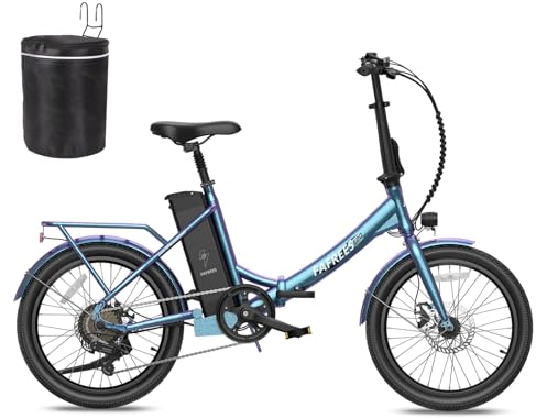 Fafrees F20 Lasting E Bike Klapprad 20 Zoll, Elektrofahrrad 250W, Pedelec 36V 18.2Ah Akku, 25km/h E Fahrrad für Herren Damen, Faltrad City Ebike Reichweite bis zu 125-160km (Buntes Blau)
