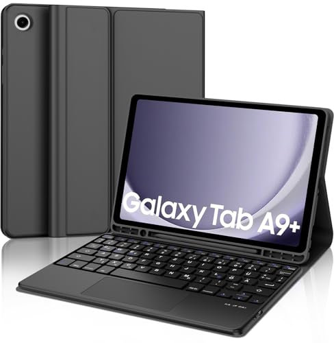 AVNICUD Tastatur für Samsung Galaxy Tab A9+ Plus 11 2023 mit Touchpad, Hülle mit Tastatur für Samsung Tab A9 Plus 2023 Magnetische Bluetooth Abnehmbare QWERTZ Layout, Schwarz
