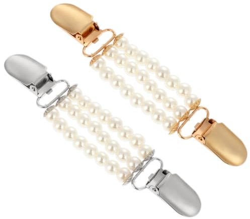 Lot de 2 clips vintage pour vêtements - Clips pour cardigan - Clips pour pull - Clips pour sangle dorsale - Clip de serrage pour attacher la sangle dorsale - En métal - Pour femme et fille - Doré et