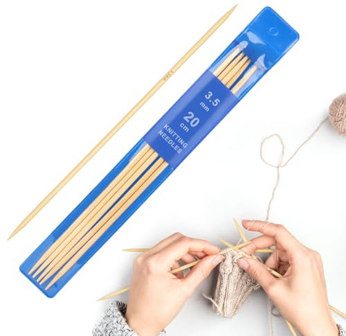 Coopay 5 Stück Bambus Nadelspiel 3,5 mm Stricknadeln Set, 20 cm Länge Stricknadeln für Socken, Schals, Mützen, Haustier, Pullover, Socken stricken für anfänger, Sockennadeln 3,5 mm