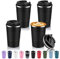 Volhoply 380ml 13oz Stainless Steel Insulated Travel Coffee Mug with Fip Lid Bulk 4 Pack,Reusable Double Wall Vacuum Metal Coffee Cup,Portable Leak Proof Tumbler for Hot & Cold Drinks(Black,4)
