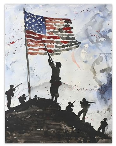 Artery8 Iwo Jima - Amerikanische Flagge der Soldaten des Zweiten Weltkriegs Ungerahmter großer Druck 46x61 cm