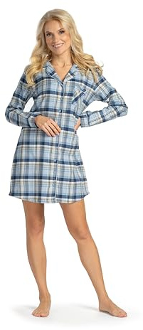 Consult-Tex Damen Langarm Nachthemd aus Reiner Baumwolle-Flanell Kuschelqualität. DW140