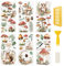 WANDIC 6 Adesivi Vintage a Forma di Fungo Verde, per Fai da Te, Scrapbooking, Foto, mobili, finestre