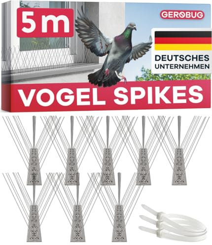 GEROBUG Taubenabwehr-Spikes Edelstahl 5m – Effektiver Taubenschutz für Balkon, Dachbalken und Dachrinne – Vogelabwehr-Spikes, Vogelschutz, Spatzenabwehr