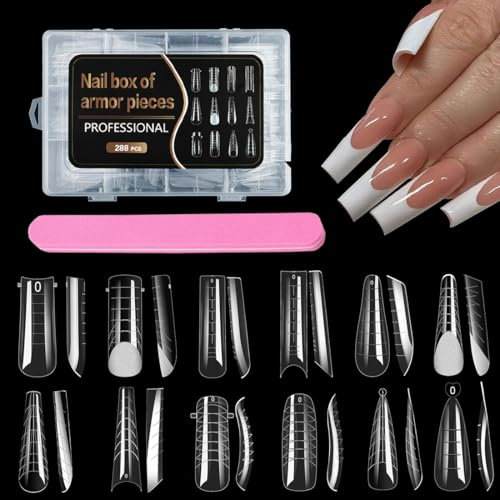 VONJUMA 228 Pezzi Dual Form Kit Unghie Finte Nail System Dual Nail Form 12 Stili Acrilico Stiletto Strumenti Per Manicure Con Lima Per Unghie Strumenti Per Manicure