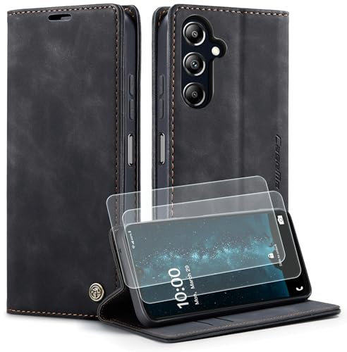 Yihaoyard Funda para Samsung Galaxy A16 4G/5G Carcasa de Cuero Funda con Tapa Magnética Cartera Protector Flip Protección Case para Samsung Galaxy A16-2 Protector Pantalla (Negro)