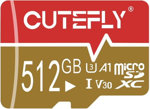 Carte SD, Carte Micro SD 512Go Vitesse Élevée Carte Memoire Ultra- HD SD Card Grande Capacité Carte SD 512GO pour Drone, Dash Cam, Caméra de Sport, Caméra de Surveillance, Smartphone (Rouge-zhuz)