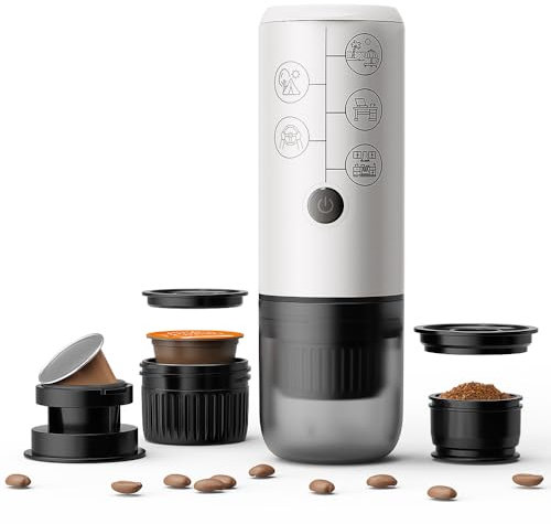 BENFUCHEN Macchina per caffè espresso portatile 3 in 1 senza funzione di riscaldamento, macchina per caffè espresso elettrica con ricarica di tipo C, mini caffettiera da 17 bar, per cialde