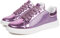 Festliche Schuhe Damen | Outdoor Sportschuhe Laufschuhe Karneval Pailletten Schuhe Flache Low Sneaker Turnschuhe Chucks Party Schnürsenkel Walkingschuhe Atmungsaktiv Glitzer Silber