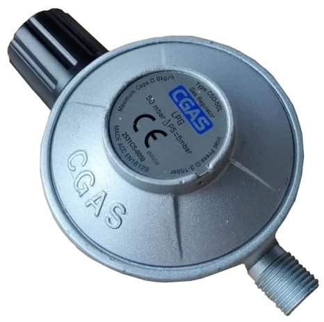 HAFRILY Gasdruckregler 50mbar für Linkszahn 1/4 Druckminderer Gasgrill Kocher Butangas Tankanschluss Gas Druckminderer Kit mit Drehschalter