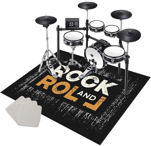 KQIEJUY Drummatte - Black - 180 x 160 cm - Schlagzeug Teppich - Schallschutzmatte - Rutschfest - Schalldicht - Universell - Reinigungsleicht