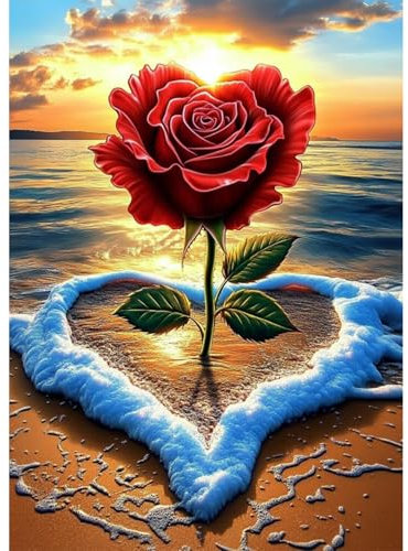 AIRDEA Rose Diamond Painting Erwachsene, DIY 5D Strand Diamant Painting Bilder, Bastelset Erwachsene Frauen als Haus Wanddeko 30x40 cm