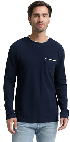 TOM TAILOR Herren 2-in-1 Langarmshirt aus Baumwolle