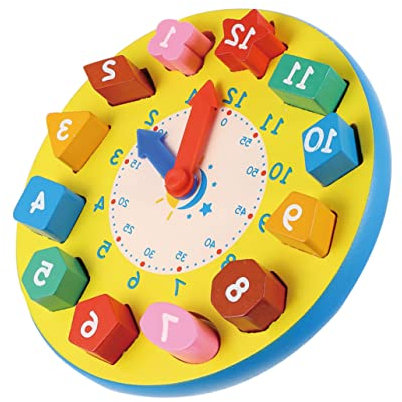 Abaodam Spielzeuguhr Mit Zahlen Und Formen Puzzleblöcken Für Junge Mädchen Vorschule Uhrspielzeug Zur des Zeitkonzepts Und Mehrstufigen Denkvermögens Umweltfreundliche Wasserbasisfarbe