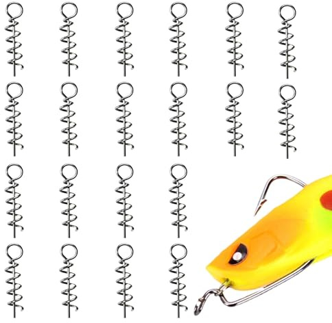 Muelle de cebo blando, cebo de pescador, anzuelo de pesca Twistlock, 20 unidades, tornillo de pesca rápido, cierre fijo, equipo de pesca para agua salada de agua dulce