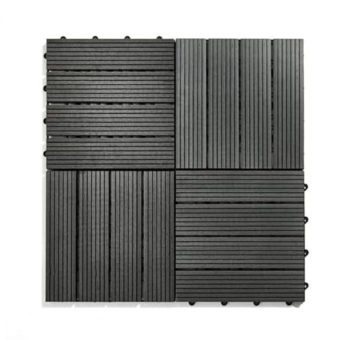 rightclick Interlocking Composite Decking Tiles – Outdoor Flooring Solution for Garden Paths, Patios & Balconies | Durable, Weather-Resistant, Easy Installation (Pack of 4)
