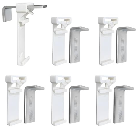 BMYUK Klemmhalter Für Klemmfix Rollo Set Duo Doppelrollo und Plissee Klemmträgerohne Bohren zum Klemmen und Kleben Befestigung am PVC-Fensterdie Aufhängung Befestigung (6 Stück)