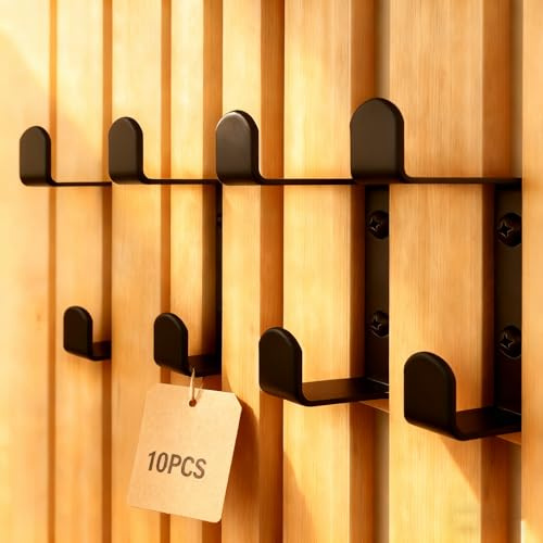 FINELYCR 10 Stück Haken für Akustikpaneele, 13 mm Kleiderhaken Wand, Tragfähiges Design mit Zwei Haken, für Schallschutzplatten, Akustikwandplatten, Flure, Wohnzimmer, Badezimmer
