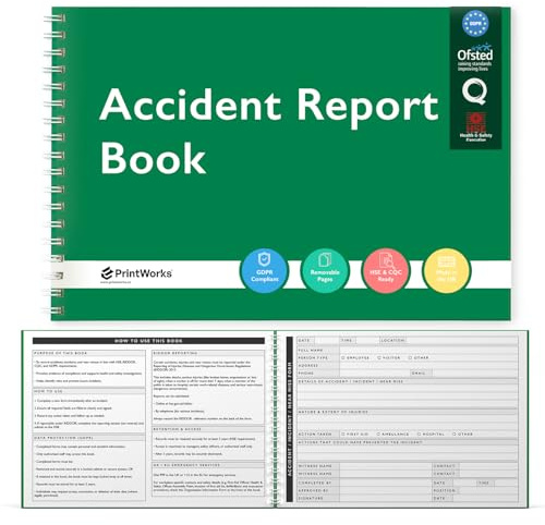 Accident Report Book – 2026 Version – HSE Compliant Incident & Near Miss Record Book – Suitable for Workplace First Aid Kit – 120 Pages – GDPR, RIDDOR & CQC Aligned