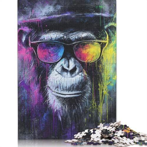 Vibrant Monkey Art -1 Creative Square Jigsaw Puzzles for Adults, Wooden Puzzles Unique Challenge Games 1000pcs (75x50cm)