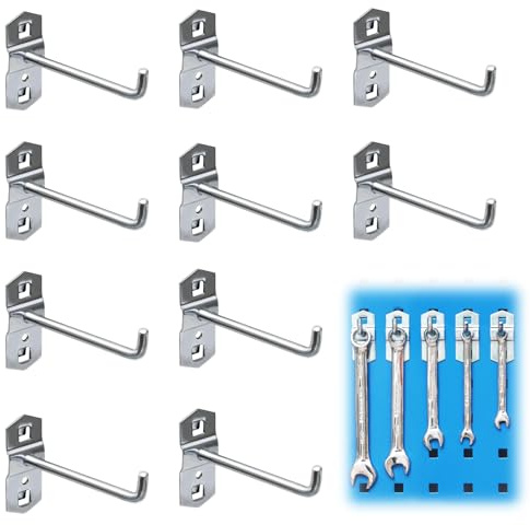 10 Stück Lochwand Haken, Regal Lochwandhaken Stahl, Werkzeughalter Lochwand Zubehör, Haken Wandpaneele Werkzeugwand,Metall Display Regal Wandhaken Lochplatten Anhänger für Supermarkt Werkstatt (100mm)