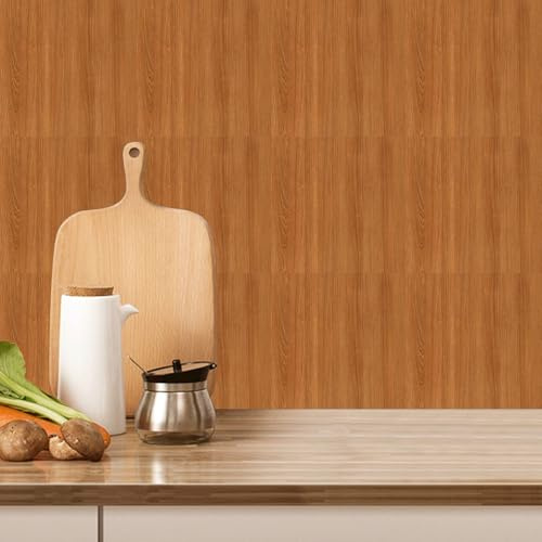 Lot de 20 panneaux muraux autocollants en PVC - Carrelage de sol autocollant 3D - Grain de bois imperméable - Carreaux de sol amovibles - Pour chambre à coucher, cuisine (couleur bois)