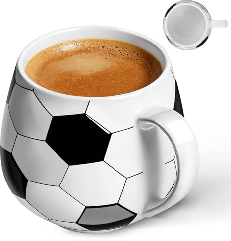 TOYANDONA Ceramic Soccer Mug - Football Coffee Mugs for Hot Tea, Cappuccino, Mocha, Cocoa, Milk, Juice, Water, Football Cup for Giving As Gift for Coaches and Fans