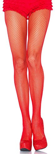 LEG AVENUE 9001 - Damen- Fischnetz- Strumpfhose, Einheitsgröße, rot