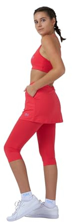 Sportkind Mädchen & Damen Tennis, Hockey, Running 2-in-1 Rock mit Leggings, pfirsich, Gr. 134