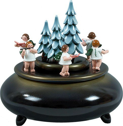 Rudolphs Schatzkiste Spieldose Engel mit Instrumenten am Weihnachtsbaum ØxH 22x24cm NEU Spieluhr Spielwerk Musik Dose Figur Seiffen Erzgebirge Holz Dekoration Weihnachten