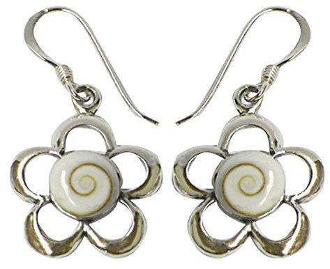 Chic-Net Shivaauge Ohrringe Blume ca. 1-8 cm Durchmesser Shiva Auge eye 925er Sterling Silber Ohrhänger