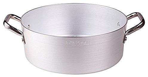 Pentole Agnelli PCMX0628 Casseruola Bassa in Alluminio con 2 Maniglie, Inox, 28 cm