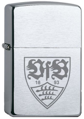 Zippo VfB Stuttgart-Offizielles Lizenz Chrome Brushed Feuerzeug, schwarz, 5.8 x 3.8 x 1.8 cm