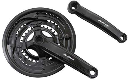 SunRace FCM2B 5/6/7-SPEED 48/38/28T. CRANKSET 170 mm Kurbelgarnitur, Erwachsene, Unisex, Schwarz, Standard