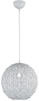 Trio Leuchten Pendelleuchte 307290101 Bajo, Metall weiß, mit Acryl-Kristalle, exkl. 1 x E27