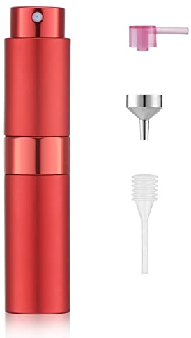 Toureal 8ml Aluminium Parfüm Zerstäuber Nachfüllbar Leer, Reise Parfümzerstäuber für Damen und Herren, Reisezerstäuber Flasche für unterwegs (Rot)
