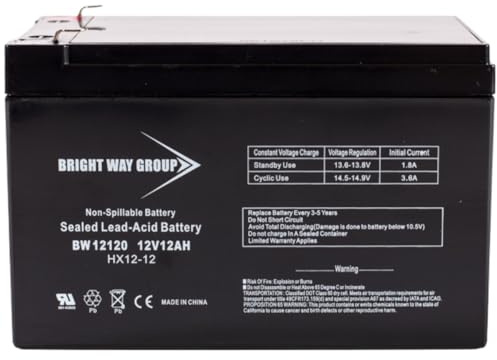 Bright Way Group Electric Fence Generator Compatible SLA AGM Rechargeable Deep Cycle Battery with F2 Terminal, 12V 12Ah F2 BW12120-F2