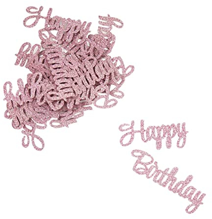 Oblique Unique® Konfetti Set Happy Birthday - 12x Happy + 12x Birthday - Tisch Deko für Geburtstag Kindergeburtstag Mädchen in Rosa mit Glitzereffekt