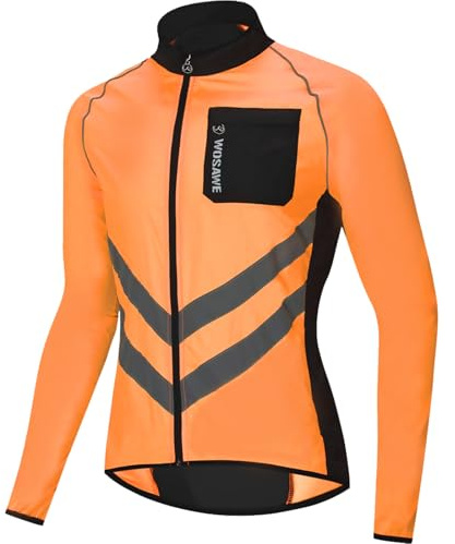 WOSAWE Veste Haute visibilité Hommes Coupe-Vent Ultraléger Respirant Gilet Réfléchissant avec Poches pour Course à Pied ou Vélo