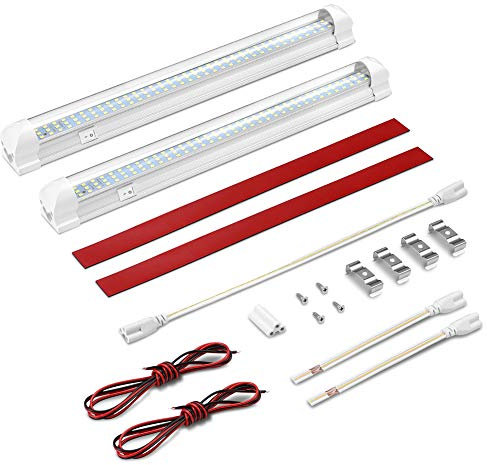 Haofy Barra de Luz 2x108 LED Iluminación Interior Coche Tubo DC12V 6W Lámpara de Coches Barra de Tira Luz de Techo Universal para Vehículo Interior Camión Vehículo con Interruptor de Encendido/Apagado