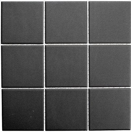 Carrelage mosaïque en céramique noir non laqué pour mur de salle de bains - Plaque mosaïque - 10 tapis de mosaïque