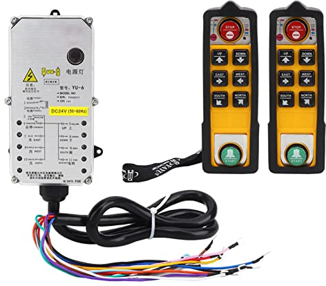 Controlador de grúa YU-6 Doble manija control remoto de grúa impermeable 800 MHz RF punto(DC24V), Default, DC24V