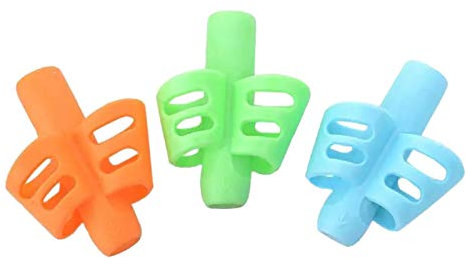 Ainkou 3 PCS Pencil Grips for Kids Handwriting, Ergonomic Soft Flexible Training Pencil Holders Writing Aid Grip Tool for Children Toddler Preschool Schooling (Green, Orange, Blue)