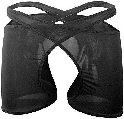 Bommi Fairy Men's Boxer Shorts Open Front Back Underwear Lingerie Funny Stocking (Black)